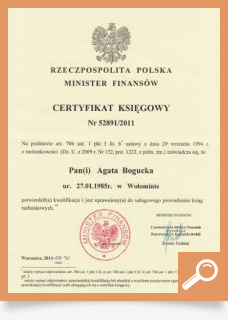 Certyfikat 

księgowy - Agata Bogucka